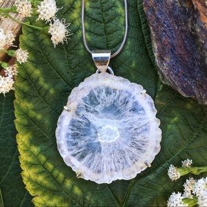 Natural Solar Quartz Pendant - Sterling Silver